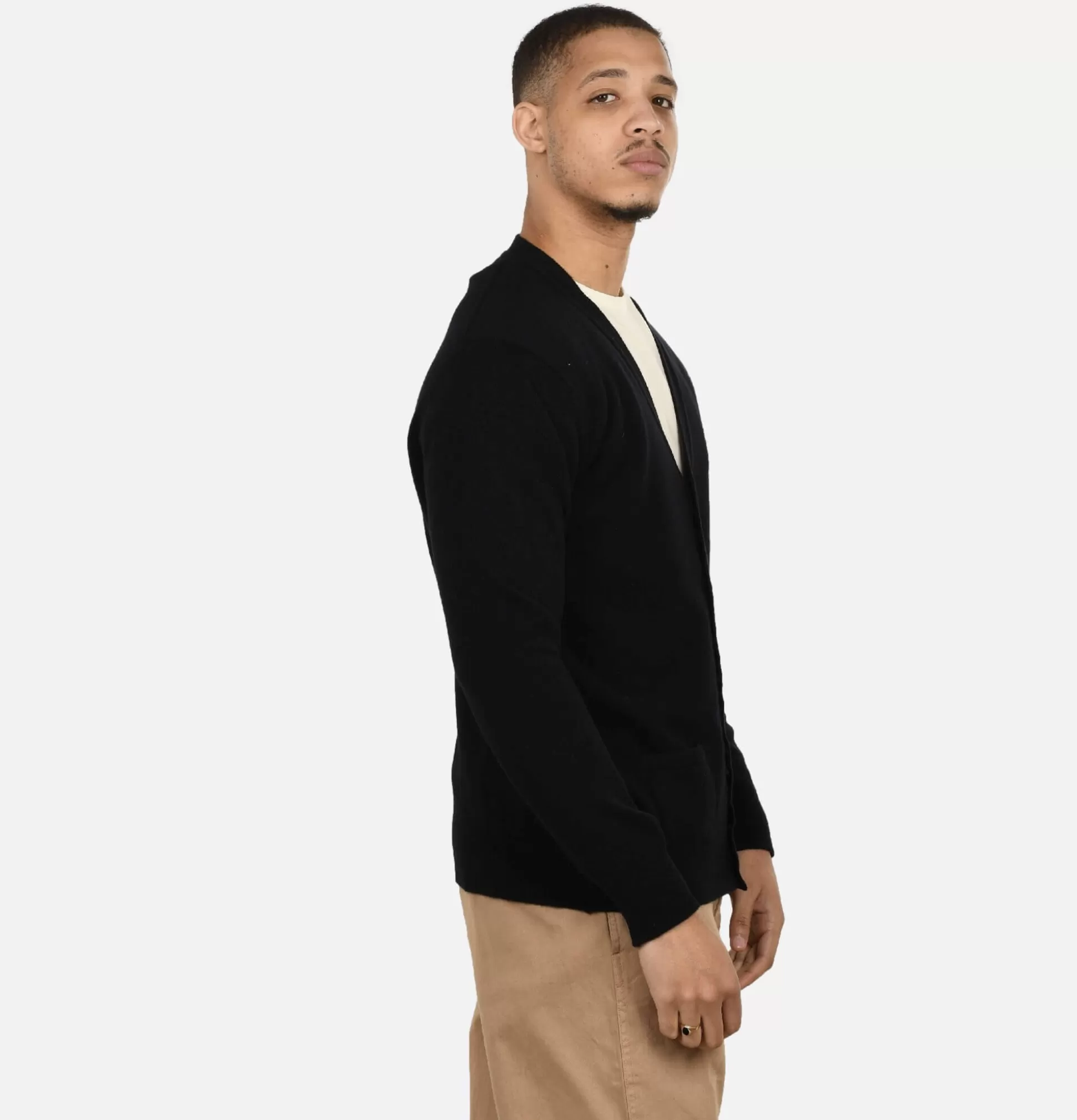 WILLIAM LOCKIE Knitwear<Lambswool Cardigan Black