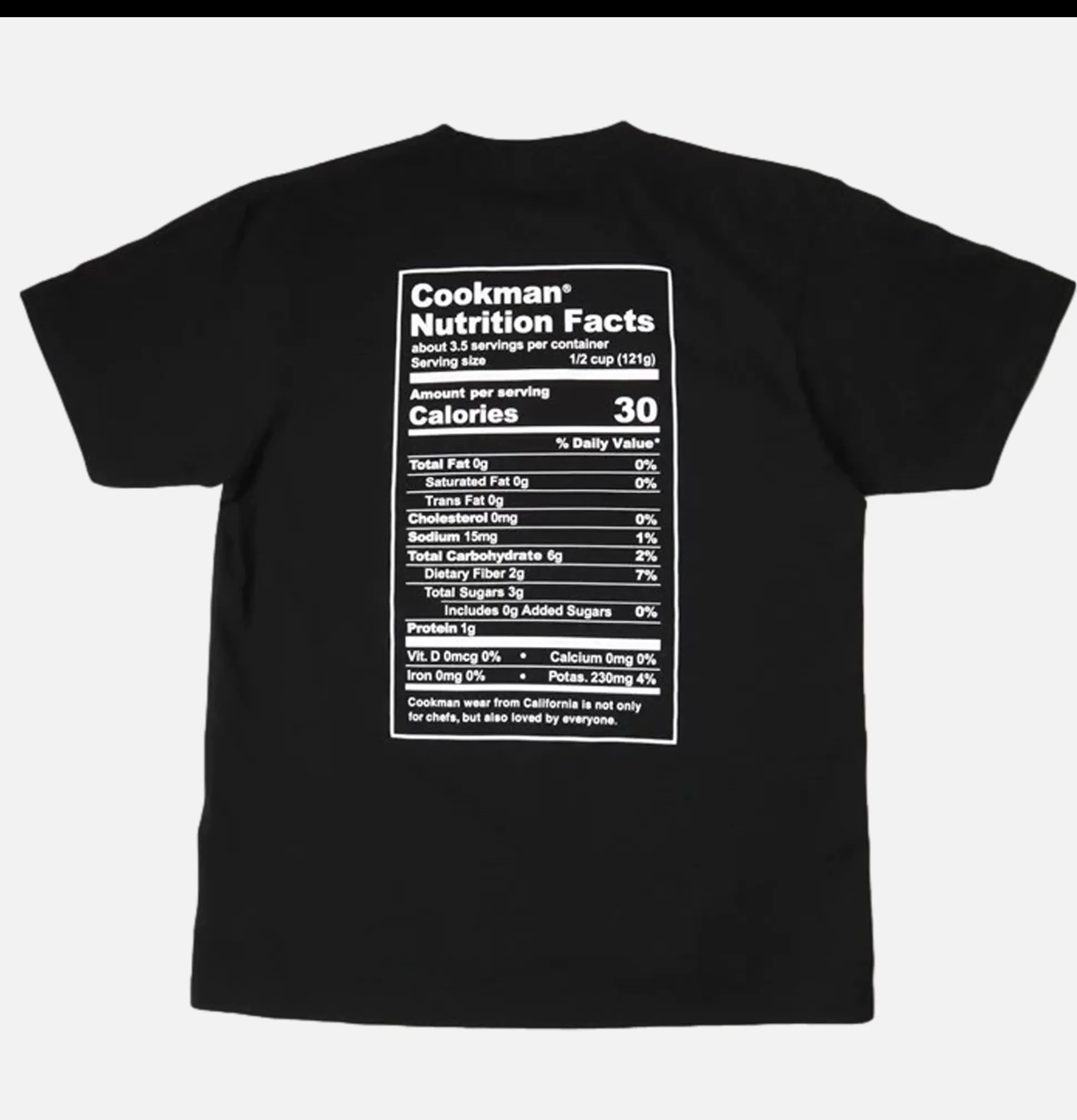 COOKMAN T-Shirts<Tee Shirt Nutrition Facts Black