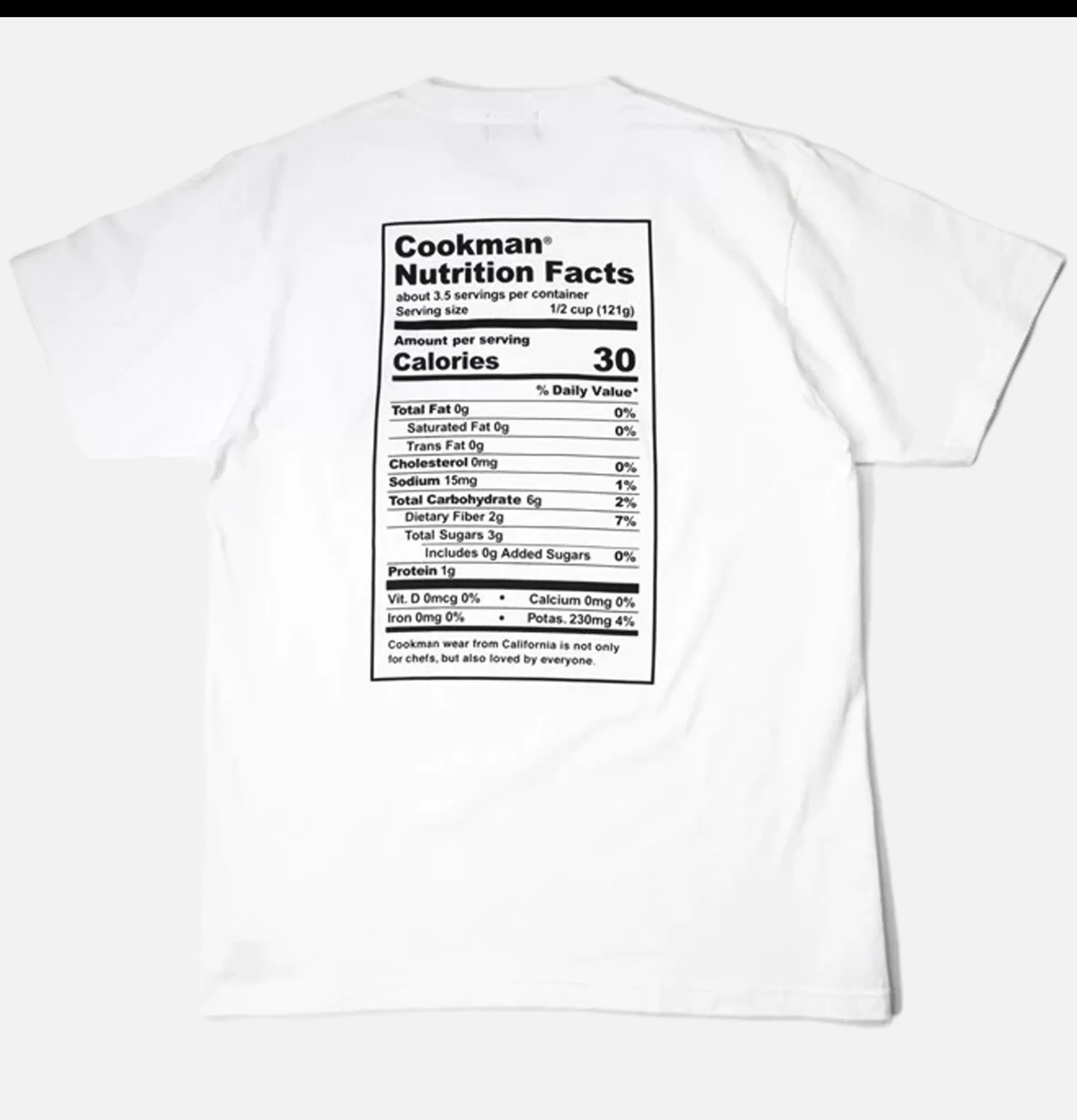 COOKMAN T-Shirts<Tee Shirt Nutrition Facts White