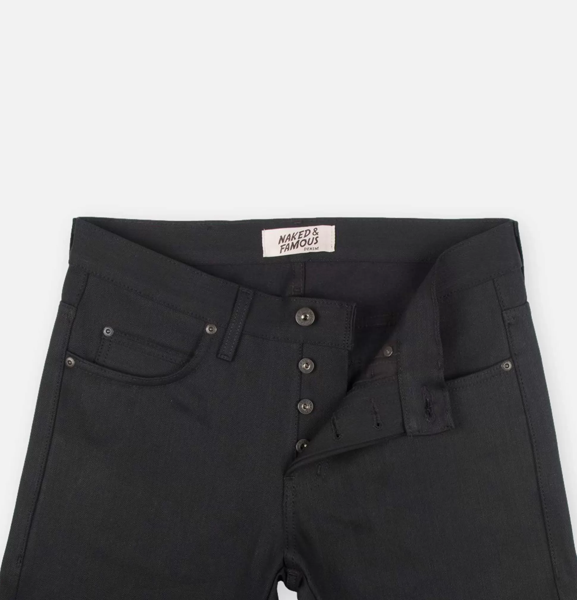 NAKED & FAMOUS Jeans<Weird Guy Solid Black Selvedge