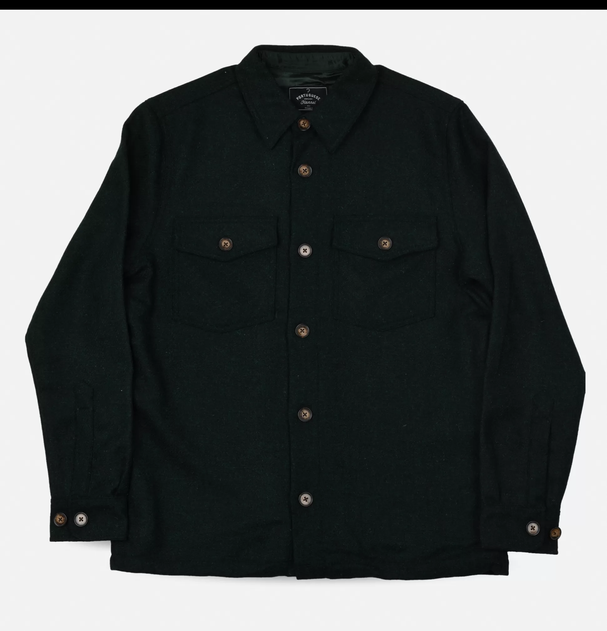 PORTUGUESE FLANNEL Shirts & Polos<Wool Field Overshirt Forest Green