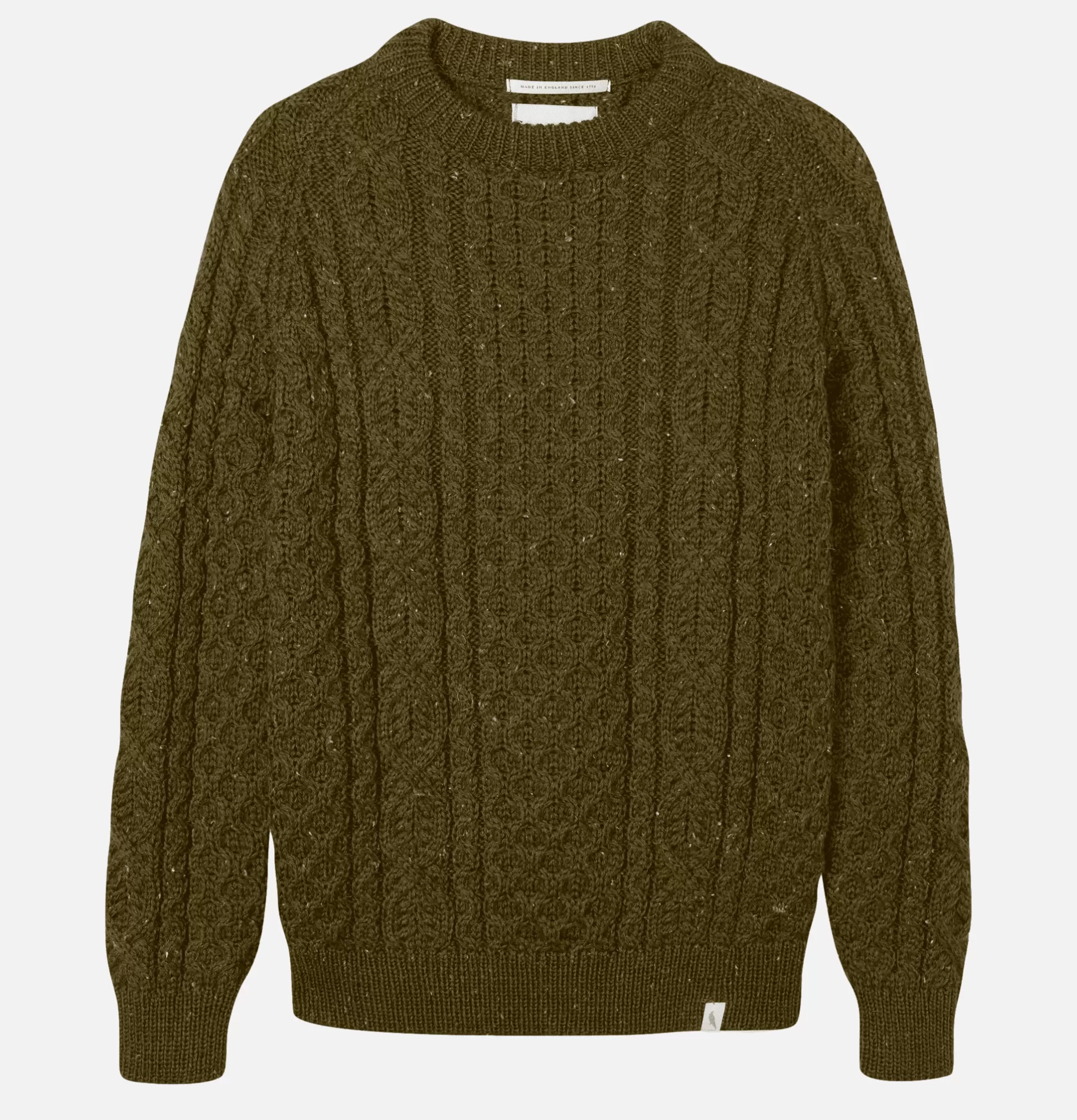 PEREGRINE Knitwear<Wool Hudson Aran Knit Khaki