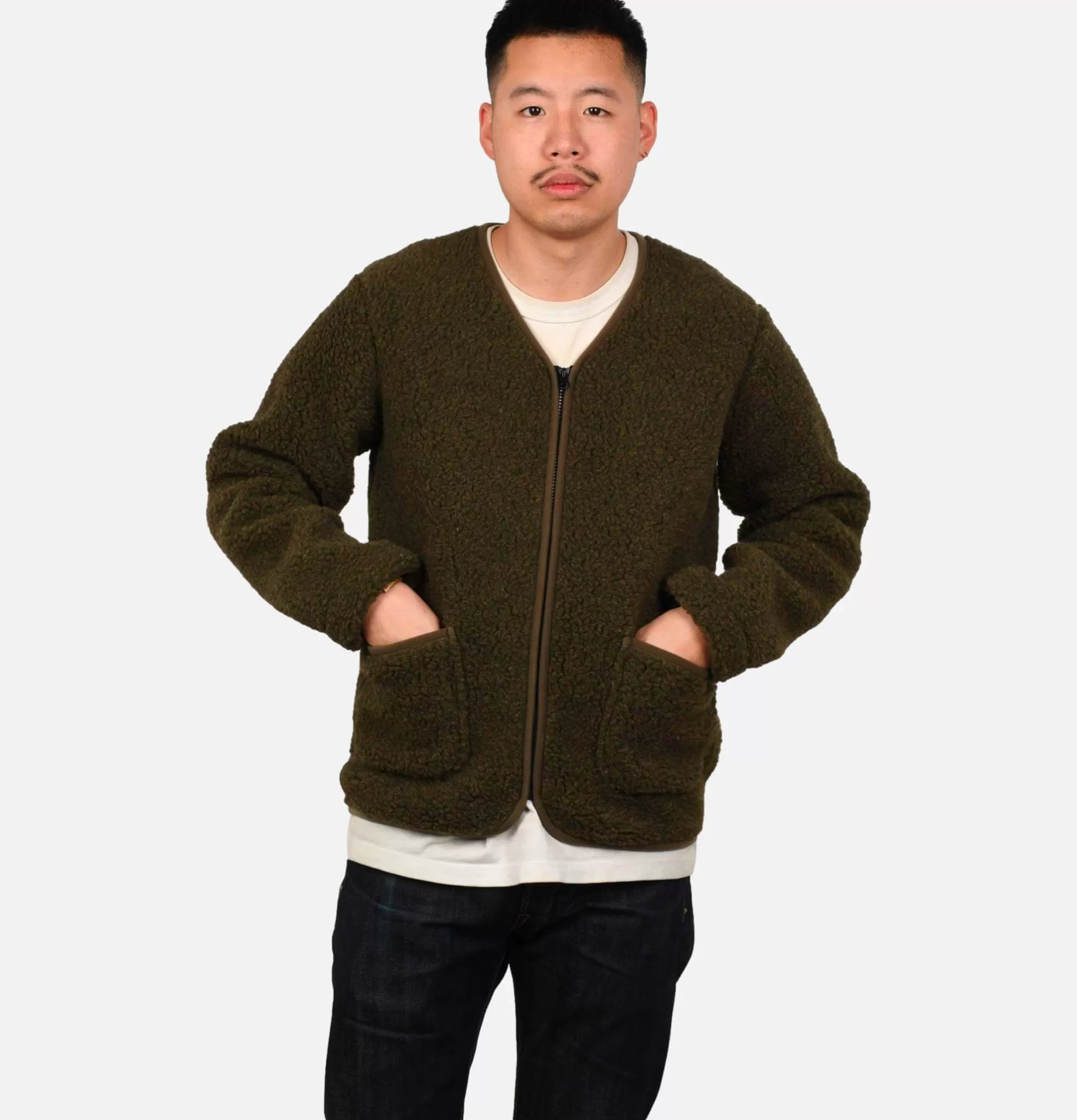 COLDBREAKER Sweatshirts & Fleeces<Zip Up Vee Cardigan Khaki