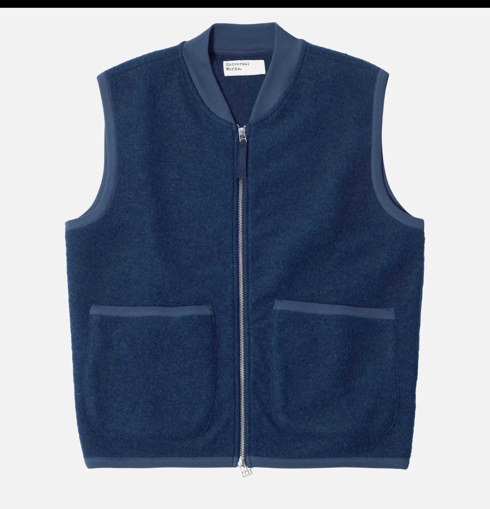 UNIVERSAL WORKS Knitwear<Zip Waistcoat Wool Indigo