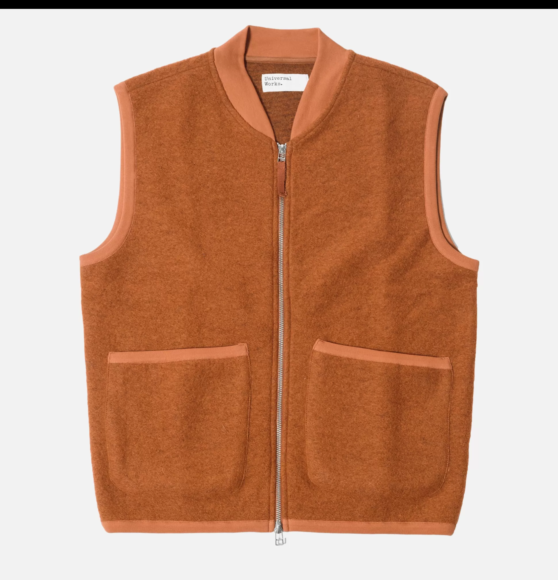 UNIVERSAL WORKS Knitwear<Zip Waistcoat Wool Orange